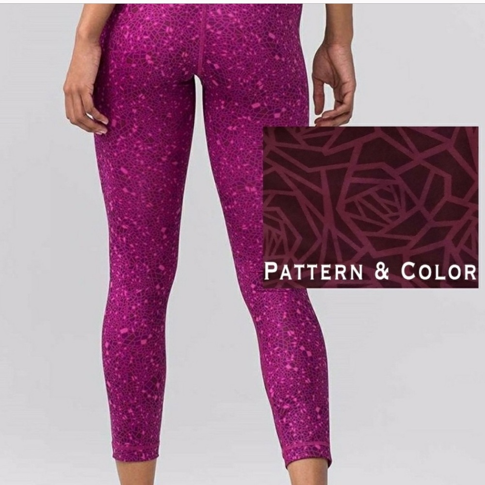 Lululemon Women's Athletic Leggings Pink Purple Pattern Size 4